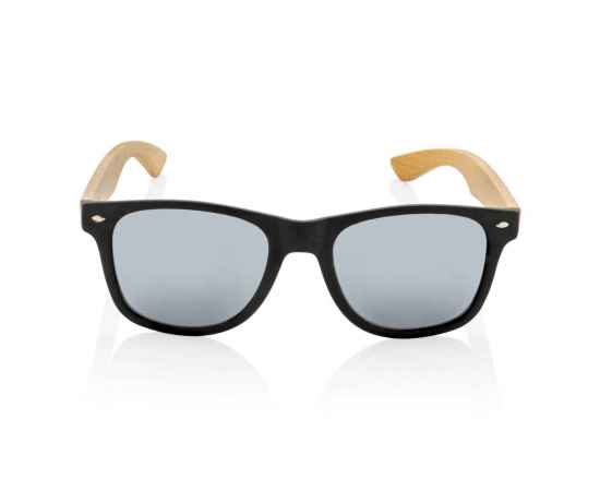 Солнцезащитные очки из переработанного пластика RCS с бамбуковыми дужками, Черный, Цвет: черный,, Размер: Длина 14,3 см., ширина 14,4 см., высота 4,8 см., диаметр 0 см., изображение 5