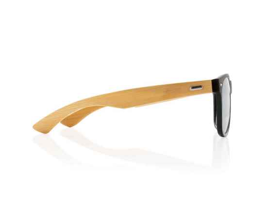 Солнцезащитные очки из переработанного пластика RCS с бамбуковыми дужками, Черный, Цвет: черный,, Размер: Длина 14,3 см., ширина 14,4 см., высота 4,8 см., диаметр 0 см., изображение 3