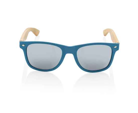 Солнцезащитные очки из переработанного пластика RCS с бамбуковыми дужками, Синий, Цвет: синий,, Размер: Длина 14,3 см., ширина 14,4 см., высота 4,8 см., диаметр 0 см., изображение 5