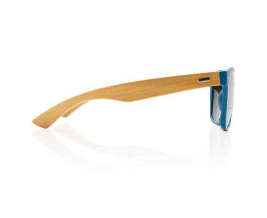 Солнцезащитные очки из переработанного пластика RCS с бамбуковыми дужками, Синий, Цвет: синий,, Размер: Длина 14,3 см., ширина 14,4 см., высота 4,8 см., диаметр 0 см., изображение 3