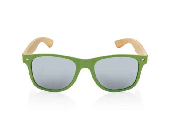 Солнцезащитные очки из переработанного пластика RCS с бамбуковыми дужками, Зеленый, Цвет: зеленый,, Размер: Длина 14,3 см., ширина 14,4 см., высота 4,8 см., диаметр 0 см., изображение 5