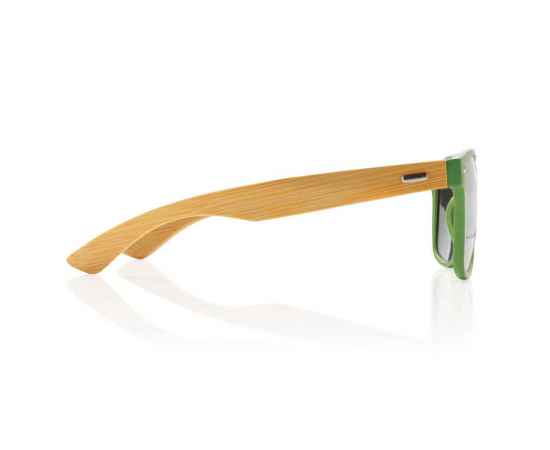 Солнцезащитные очки из переработанного пластика RCS с бамбуковыми дужками, Зеленый, Цвет: зеленый,, Размер: Длина 14,3 см., ширина 14,4 см., высота 4,8 см., диаметр 0 см., изображение 3