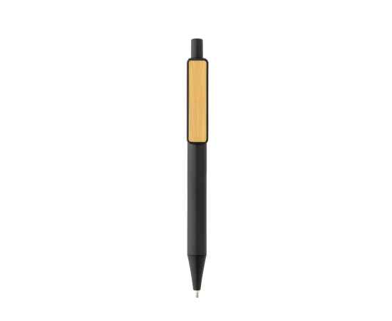 Ручка из переработанного ABS-пластика GRS с бамбуковым клипом, Черный, Цвет: черный,, Размер: , высота 14 см., диаметр 1,1 см., изображение 6