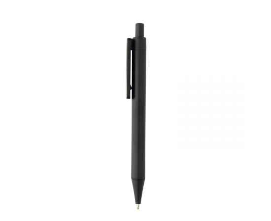 Ручка из переработанного ABS-пластика GRS с бамбуковым клипом, Черный, Цвет: черный,, Размер: , высота 14 см., диаметр 1,1 см., изображение 2