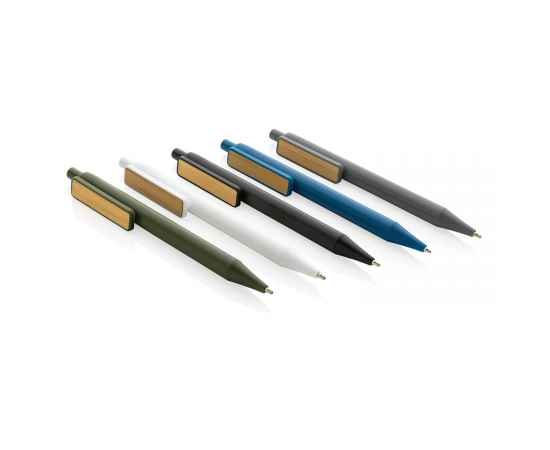 Ручка из переработанного ABS-пластика GRS с бамбуковым клипом, Черный, Цвет: черный,, Размер: , высота 14 см., диаметр 1,1 см., изображение 4