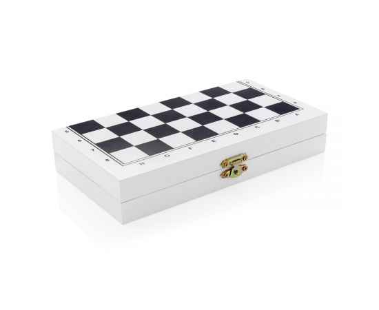 Набор настольных игр 3-в-1 в деревянной коробке FSC®, Белый, изображение 9