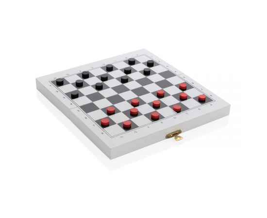Набор настольных игр 3-в-1 в деревянной коробке FSC®, Белый, изображение 11