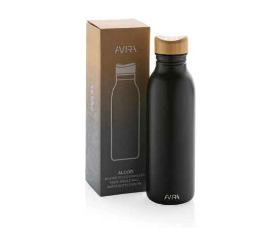 Бутылка для воды Avira Alcor из переработанной стали RCS, 600 мл, Черный, Цвет: черный,, Размер: , высота 22,5 см., диаметр 6,7 см., изображение 2