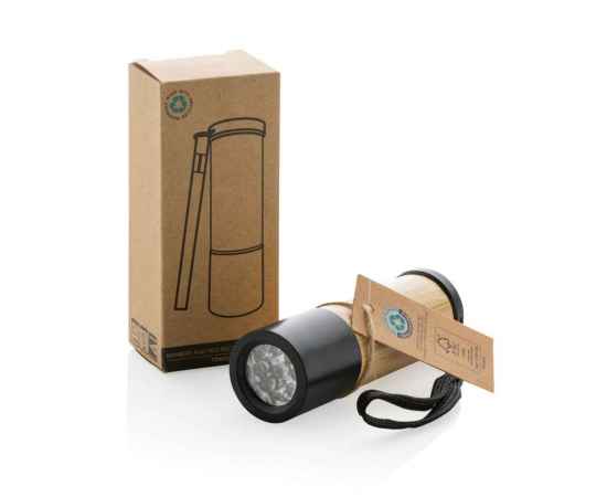 Карманный фонарик из бамбука и переработанного пластика RCS, Коричневый, изображение 2