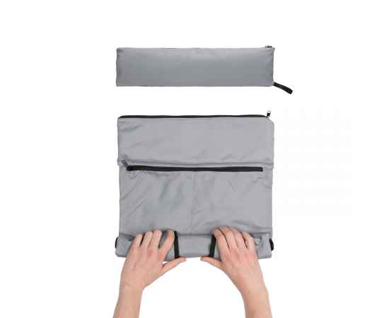 Легкий складной рюкзак Dillon из rPET AWARE™, Серый, Цвет: серый,, Размер: Длина 30 см., ширина 14,5 см., высота 46 см., диаметр 0 см., изображение 2