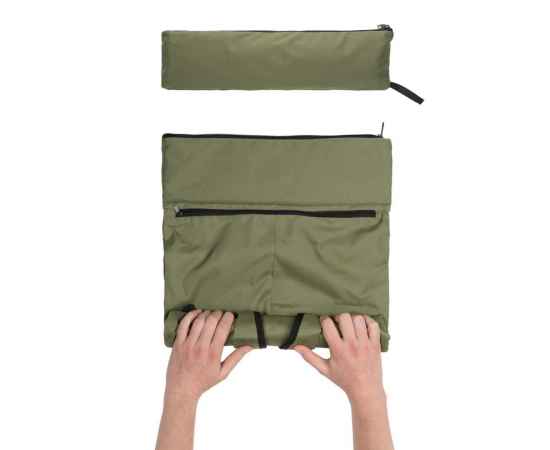 Легкий складной рюкзак Dillon из rPET AWARE™, Зеленый, Цвет: зеленый,, Размер: Длина 30 см., ширина 14,5 см., высота 46 см., диаметр 0 см., изображение 2