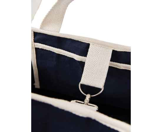 Пляжная сумка VINGA Volonne из переработанного канваса и rPET AWARE™, Синий, Цвет: темно-синий, кремовый, Размер: Длина 34 см., ширина 56 см., высота 21 см., диаметр 0 см., изображение 7