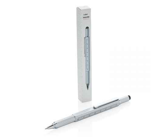Многофункциональная ручка 5 в 1, серый,, Цвет: серый, Размер: , ширина 1,3 см., высота 15 см., изображение 2