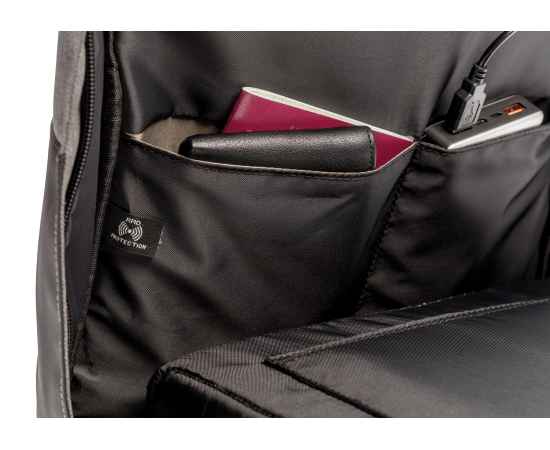 Рюкзак для ноутбука Swiss Peak с RFID и защитой от карманников, Черный, Цвет: серый, черный, Размер: Длина 29 см., ширина 10 см., высота 40,5 см., изображение 13