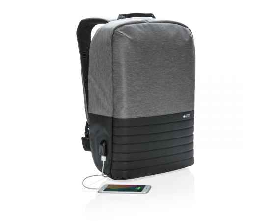 Рюкзак для ноутбука Swiss Peak с RFID и защитой от карманников, Черный, Цвет: серый, черный, Размер: Длина 29 см., ширина 10 см., высота 40,5 см., изображение 2
