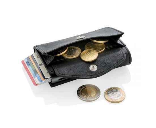 Кошелек с отделением для монет и держателем для карт C-Secure RFID, Черный, Цвет: черный, Размер: Длина 9,8 см., ширина 6,5 см., высота 2,1 см., изображение 2