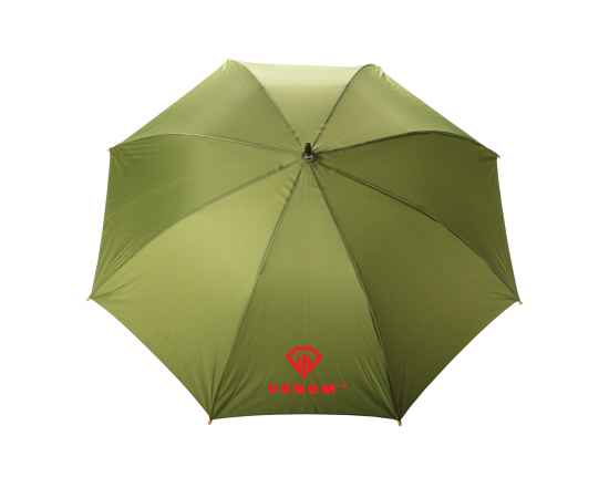Автоматический зонт-трость с бамбуковой рукояткой Impact из RPET AWARE™, d103 см, Зеленый, Цвет: зеленый, Размер: , высота 79,5 см., диаметр 103 см., изображение 2