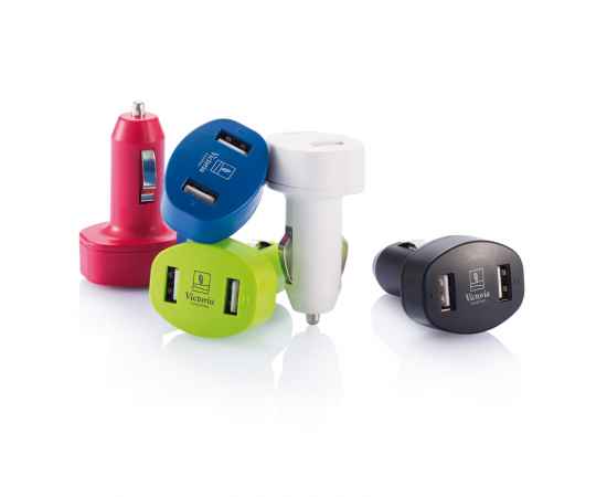 Зарядное устройство для автомобиля с 2 USB-портами, белый,, Цвет: белый, Размер: Длина 4,2 см., ширина 3,3 см., высота 6,7 см., изображение 3