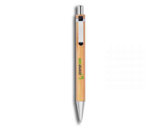 Бамбуковая ручка Bamboo, Серый, Цвет: коричневый, серебряный, Размер: Длина 1 см., ширина 1 см., высота 13,7 см., диаметр 1,1 см., изображение 4