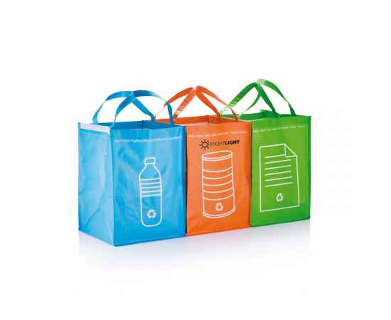 3 сумки для сортировки мусора, зеленый,, Цвет: зеленый, Размер: Длина 41,6 см., ширина 29 см., высота 29,2 см., изображение 2