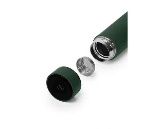Термос MARK LED soft touch, Тёмно-зелёный, изображение 2