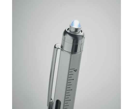 Ручка с линейкой и уровнем, тускло-серебряный, Цвет: тускло-серебряный, Размер: 1.6x16 см, изображение 3