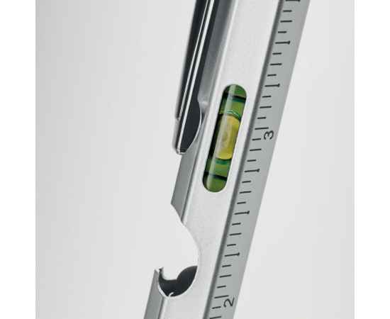 Ручка с линейкой и уровнем, тускло-серебряный, Цвет: тускло-серебряный, Размер: 1.6x16 см, изображение 6