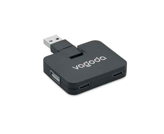 4-портовый USB-хаб, черный, Цвет: черный, Размер: 5.3x4.3x1 см, изображение 5
