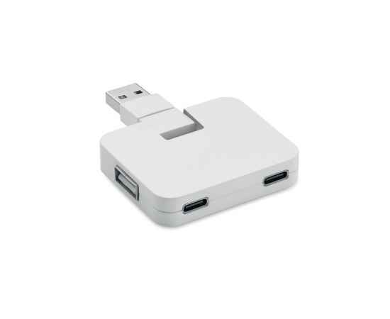4-портовый USB-хаб, белый, Цвет: белый, Размер: 5.3x4.3x1 см