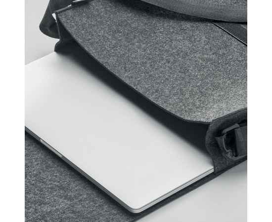 Сумка для ноутбука фетр RPET, каменный серый, Цвет: темно-серый, Размер: 36x8x27 см, изображение 6