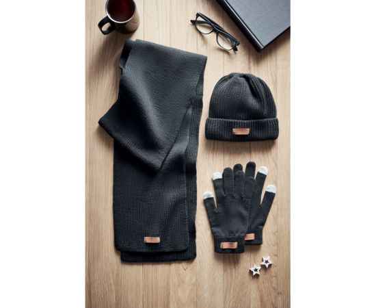 Шапка, шарф и перчатки, черный, изображение 2