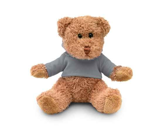 Медведь плюшевый в футболке, серый, Цвет: серый, Размер: 13x15 см