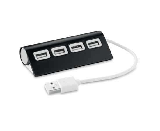 USB хаб на 4 порта, черный, Цвет: черный, Размер: 9x3.7x2 см