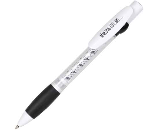 ALLEGRA SWING, ручка шариковая, черный/белый, прозрачный корпус, белый барабанчик, пластик, Цвет: черный, белый, изображение 2