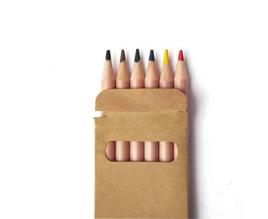 Набор цветных карандашей мини TINY,6 цветов, дерево, картон, изображение 2