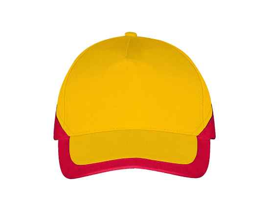 Бейсболка 'BOOSTER', 5 клиньев, металлическая застежка, желтый/красный, 100% хлопок, 260г/м2, Цвет: желтый, красный, изображение 2