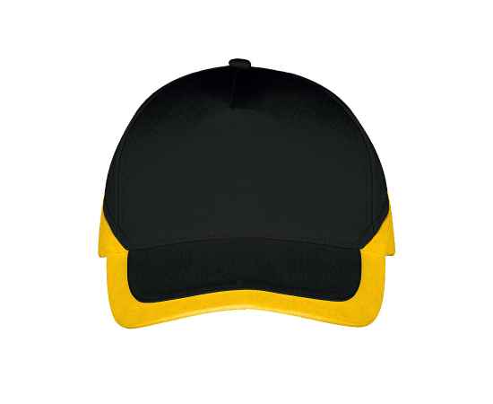 Бейсболка 'BOOSTER', 5 клиньев, металлическая застежка, черный/желтый, 100% хлопок, 260г/м2, Цвет: черный, желтый, изображение 2