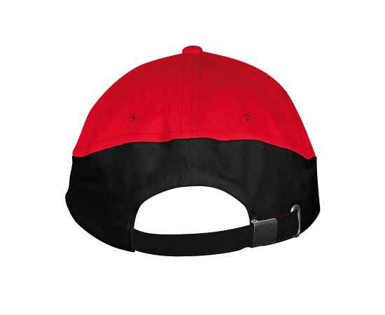 Бейсболка 'BOOSTER', 5 клиньев, металлическая застежка, красный/черный, 100% хлопок, 260г/м2, Цвет: красный, черный, изображение 3