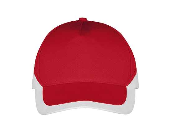 Бейсболка 'BOOSTER', 5 клиньев, металлическая застежка, красный/белый, 100% хлопок, 260г/м2, Цвет: красный, белый, изображение 2