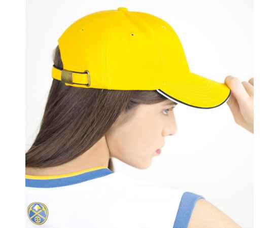 Бейсболка 'PIPING SANDWICH', 6 клиньев,  металлическая застежка,  желтый, 100% хлопок, 320 г/м2, Цвет: желтый, изображение 6