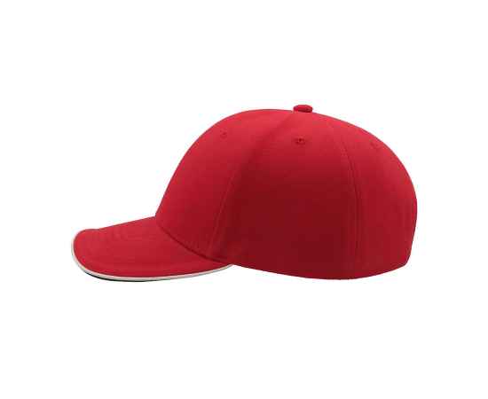 Бейсболка 'PIPING SANDWICH', 6 клиньев, металлическая застежка,  красный, 100% хлопок, 320 г/м2, Цвет: красный, изображение 2