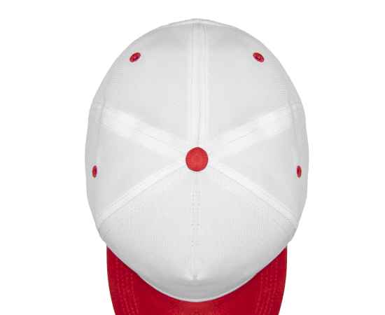 Бейсболка 'Joker', 5 клиньев,  застежка на липучке, белый/красный, 100% п/э, плотность 140 г/м2, Цвет: белый, красный, изображение 4