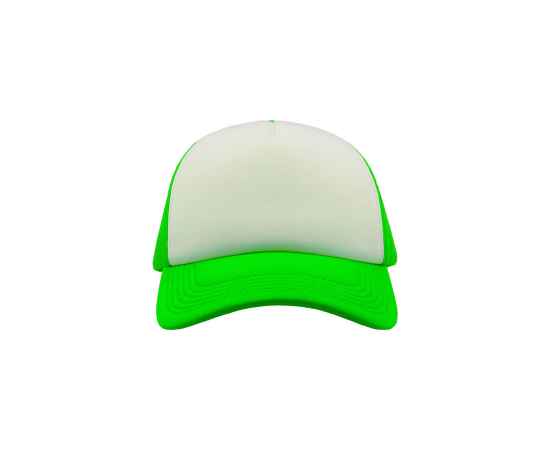 Бейсболка 'RAPPER', 5 клиньев, пластиковая застежка, зеленый неон с белым, 100% полиэстер, 80 г/м2, Цвет: белый, ярко-зеленый, изображение 3