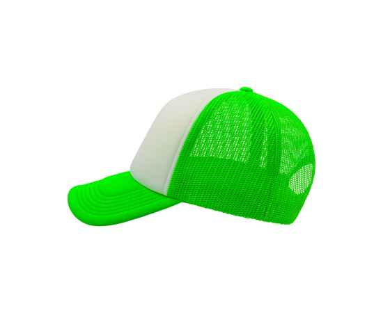 Бейсболка 'RAPPER', 5 клиньев, пластиковая застежка, зеленый неон с белым, 100% полиэстер, 80 г/м2, Цвет: белый, ярко-зеленый, изображение 4