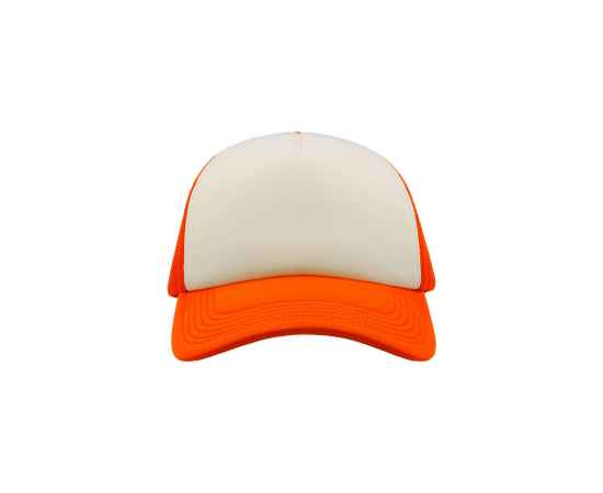 Бейсболка 'RAPPER', 5 клиньев, пластиковая застежка, оранжевый неон с белым, 100% полиэстер, 80 г/м2, Цвет: белый, оранжевый, изображение 4