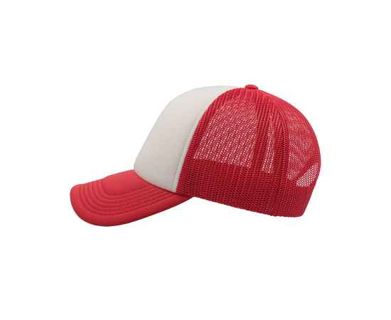 Бейсболка 'RAPPER', 5 клиньев, пластиковая застежка,красный с белым,100% полиэстер,плотность 80 г/м2, Цвет: белый, красный, изображение 2
