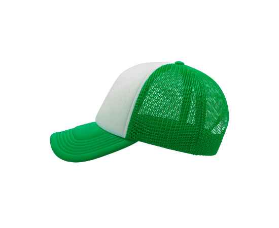 Бейсболка 'RAPPER', 5 клиньев, пластиковая застежка, зеленый с белым, 100% п/э, плотность 80 г/м2, Цвет: белый, зеленый, изображение 2