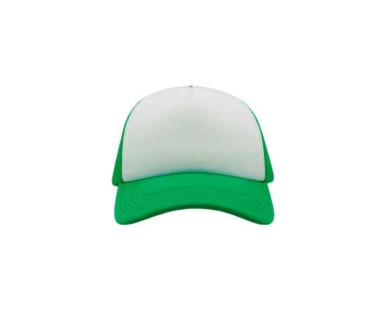 Бейсболка 'RAPPER', 5 клиньев, пластиковая застежка, зеленый с белым, 100% п/э, плотность 80 г/м2, Цвет: белый, зеленый, изображение 3