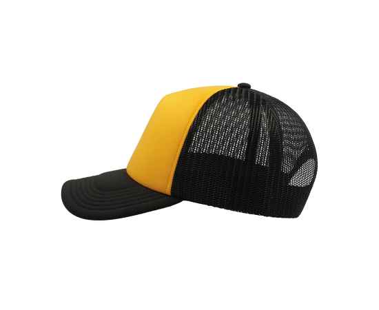 Бейсболка 'RAPPER', 5 клиньев, пластиковая застежка,желтый с черным,100% п/э, плотность 80 г/м2, Цвет: желтый, черный, изображение 2