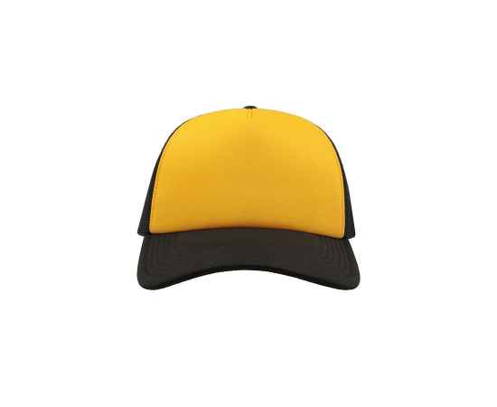 Бейсболка 'RAPPER', 5 клиньев, пластиковая застежка,желтый с черным,100% п/э, плотность 80 г/м2, Цвет: желтый, черный, изображение 3